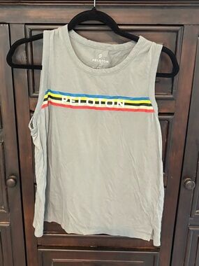 Peloton Gray Muscle Tank with Multicolor Stripe